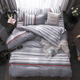 BEST luxury black strips Duvet Cover flat bed Sheets +Pillowcase  King Queen full Twin Bedding Set Bedding Set 3/4pcs