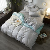 BEST luxury black strips Duvet Cover flat bed Sheets +Pillowcase  King Queen full Twin Bedding Set Bedding Set 3/4pcs