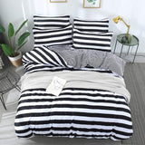 BEST luxury black strips Duvet Cover flat bed Sheets +Pillowcase  King Queen full Twin Bedding Set Bedding Set 3/4pcs