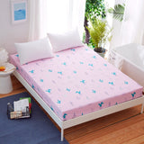 Bed Sheet With Pillowcase Blue Flower Printed Bed Linen Queen Size Mattress Covers Fitted Sheet Sets With Elastic For King Size