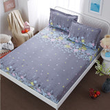 Bed Sheet With Pillowcase Blue Flower Printed Bed Linen Queen Size Mattress Covers Fitted Sheet Sets With Elastic For King Size