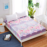 Bed Sheet With Pillowcase Blue Flower Printed Bed Linen Queen Size Mattress Covers Fitted Sheet Sets With Elastic For King Size