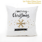 Frigg Merry Christmas Cushion Cover Gold Linen Cotton Soft Cute Cushion Covers Santa Xmas Decorative Sofa Pillow Case Pillowcase