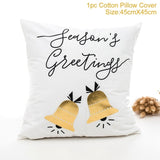 Frigg Merry Christmas Cushion Cover Gold Linen Cotton Soft Cute Cushion Covers Santa Xmas Decorative Sofa Pillow Case Pillowcase