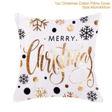 Frigg Merry Christmas Cushion Cover Gold Linen Cotton Soft Cute Cushion Covers Santa Xmas Decorative Sofa Pillow Case Pillowcase