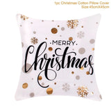 Frigg Merry Christmas Cushion Cover Gold Linen Cotton Soft Cute Cushion Covers Santa Xmas Decorative Sofa Pillow Case Pillowcase