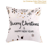 Frigg Merry Christmas Cushion Cover Gold Linen Cotton Soft Cute Cushion Covers Santa Xmas Decorative Sofa Pillow Case Pillowcase