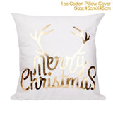 Frigg Merry Christmas Cushion Cover Gold Linen Cotton Soft Cute Cushion Covers Santa Xmas Decorative Sofa Pillow Case Pillowcase