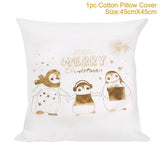 Frigg Merry Christmas Cushion Cover Gold Linen Cotton Soft Cute Cushion Covers Santa Xmas Decorative Sofa Pillow Case Pillowcase