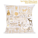 Frigg Merry Christmas Cushion Cover Gold Linen Cotton Soft Cute Cushion Covers Santa Xmas Decorative Sofa Pillow Case Pillowcase