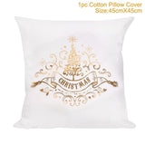Frigg Merry Christmas Cushion Cover Gold Linen Cotton Soft Cute Cushion Covers Santa Xmas Decorative Sofa Pillow Case Pillowcase