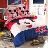Disney Mickey Mouse Kids Bed Bedding Sets Cartoon Girls Duvet Cover Bedclothes Pillowcase Sheet 4PCS Children Soft Bed Linen Set