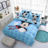 Disney Mickey Mouse Kids Bed Bedding Sets Cartoon Girls Duvet Cover Bedclothes Pillowcase Sheet 4PCS Children Soft Bed Linen Set