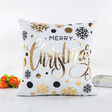 MIHE Merry Christmas Cushion Cover Gold Linen Cotton Soft Cute Throw Pillow Cover Decorative Sofa Pillow Case Pillowcase BZT18