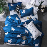 Solstice Mixed Color Cartoon Style Fox/snowflakes/animal Plants 4pcs Bedding Sets Bed Sheet Duvet Cover Pillowcase Bedclothes