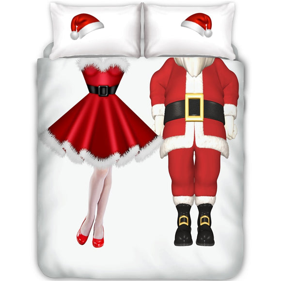 Christmas Bedding Duvet Cover Pillowcase Set Double/Full/Queen/King Size Holiday Bedroom Decor (No Sheet No Filling)