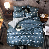 Home bedding 4pcs flat sheet set red heart bed linen set sheet pillowcase&duvet cover set Cute bird child bedclothes leaf cover