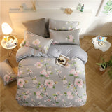 Home bedding 4pcs flat sheet set red heart bed linen set sheet pillowcase&duvet cover set Cute bird child bedclothes leaf cover
