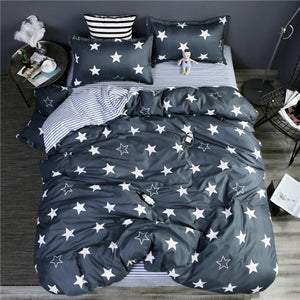 Home bedding 4pcs flat sheet set red heart bed linen set sheet pillowcase&duvet cover set Cute bird child bedclothes leaf cover