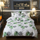 Home bedding 4pcs flat sheet set red heart bed linen set sheet pillowcase&duvet cover set Cute bird child bedclothes leaf cover