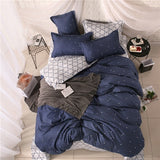 Black white Grey Classic bedding set striped duvet cover white bed linen set Geometric flat sheet set queen bed set Fashion new