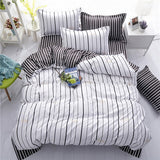Black white Grey Classic bedding set striped duvet cover white bed linen set Geometric flat sheet set queen bed set Fashion new