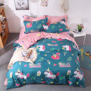 Solstice Stylish Cartoon Christmas Elk Striped Star Style 3/4pcs Bedding Set Contain Duvet Cover Bed Sheet Pillowcase Bedclothes
