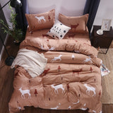 Solstice Stylish Cartoon Christmas Elk Striped Star Style 3/4pcs Bedding Set Contain Duvet Cover Bed Sheet Pillowcase Bedclothes