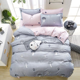 Solstice Bed Linen Mixed Color Cartoon Flowers Striped Lattice Style Bed Cover Bed Sheet Duvet Cover Pillowcase 4pcs Bedding Set