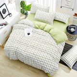 Solstice Bed Linen Mixed Color Cartoon Flowers Striped Lattice Style Bed Cover Bed Sheet Duvet Cover Pillowcase 4pcs Bedding Set