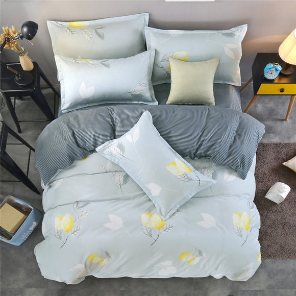 Cartoon Bedding Sets 4pcs Geometric Pattern Bed Linings Duvet Cover Bed Sheet Pillowcases Cover Set
