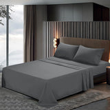 Htovila 4-Piece Bed Sheet Set Soft Brushed Microfiber Bedding Set Flat Sheet + Fitted Sheet + 2pcs Pillowcase--Queen Size + Grey