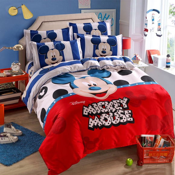 Disney Mickey Mouse Minnie Mouse Winnie Duvet Cover Set 3 or 4 Pieces Twin Single Size Bedding Set  for Children Bedroom Decor