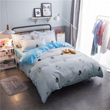 Grey Bedding Set 2018 Summer Bed Linens 3 / 4pcs duvet Cover Set Pastoral Bed Sheet Pillowcase Kid / Adult Bedclothes Queen King
