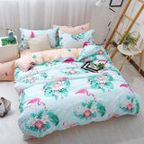 Lovely Cartoon Pink Animal Bedding Sets 3/4pcs Geometric Pattern Bed Linings Duvet Cover Bed Sheet Pillowcases Cover Set