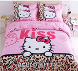 New Bedding Cartoon Hello Kitty cut Mouse 4pcs/3pcs Duvet Cover Sets Soft Polyester Bed Linen Flat Bed Sheet Set Pillowcase