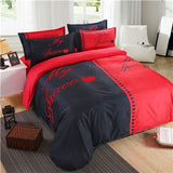 the boss black and white his/her side bedding set duvet cover bed sheet pillow case king queen size bed linen set 3/4pcs