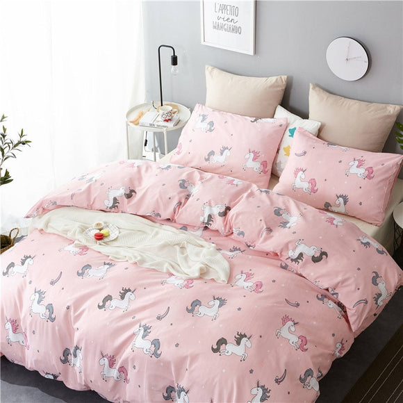 New Pink Unicorn bedding sets Embroidery bed set double Twin queen king size duvet cover bed sheet set pillowcase