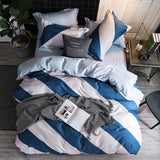 BEST luxury black strips Duvet Cover flat bed Sheets +Pillowcase  King Queen full Twin Bedding Set Bedding Set 3/4pcs
