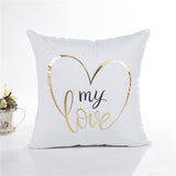 MIHE Merry Christmas Cushion Cover Gold Linen Cotton Soft Cute Throw Pillow Cover Decorative Sofa Pillow Case Pillowcase BZT18