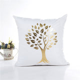 MIHE Merry Christmas Cushion Cover Gold Linen Cotton Soft Cute Throw Pillow Cover Decorative Sofa Pillow Case Pillowcase BZT18