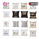 MIHE Merry Christmas Cushion Cover Gold Linen Cotton Soft Cute Throw Pillow Cover Decorative Sofa Pillow Case Pillowcase BZT18