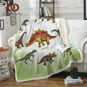 BeddingOutlet Dinosaur Sherpa Throw Blanket Jurassic Printed Bedspread for Kids Stegosaurus Plush Blanket Boys Cartoon Bedding