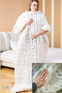 Knitting Throw Blankets Yarn Knitted Blanket Hand-knitted Warm Chunky Knit Cheap Blanket Thick Bulky Sofa Throw