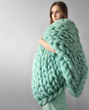 Knitting Throw Blankets Yarn Knitted Blanket Hand-knitted Warm Chunky Knit Cheap Blanket Thick Bulky Sofa Throw