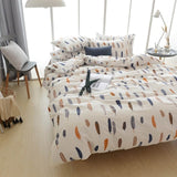 Svetanya Feather Print Sheet Pillowcase and Quilt Cover Sets 100% Cotton Bedlinen Twin Double Queen King Size Bedding Set