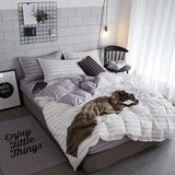 Simple Double-Sided Striped Bed Set Of Three Or Four Sets