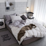 Simple Double-Sided Striped Bed Set Of Three Or Four Sets