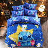 stitch cartoon bedding set queen full size duvet cover sheet pillow case bed linen set