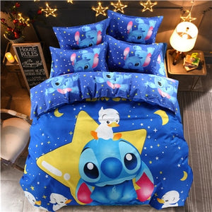 stitch cartoon bedding set queen full size duvet cover sheet pillow case bed linen set